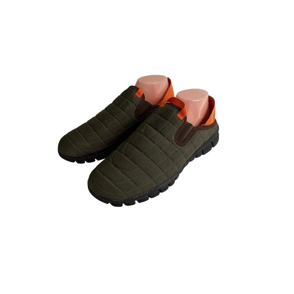 Deer Stags NoSox Hubie Mens Slip On Mushroom/Orange Size 10.5 House Shoes